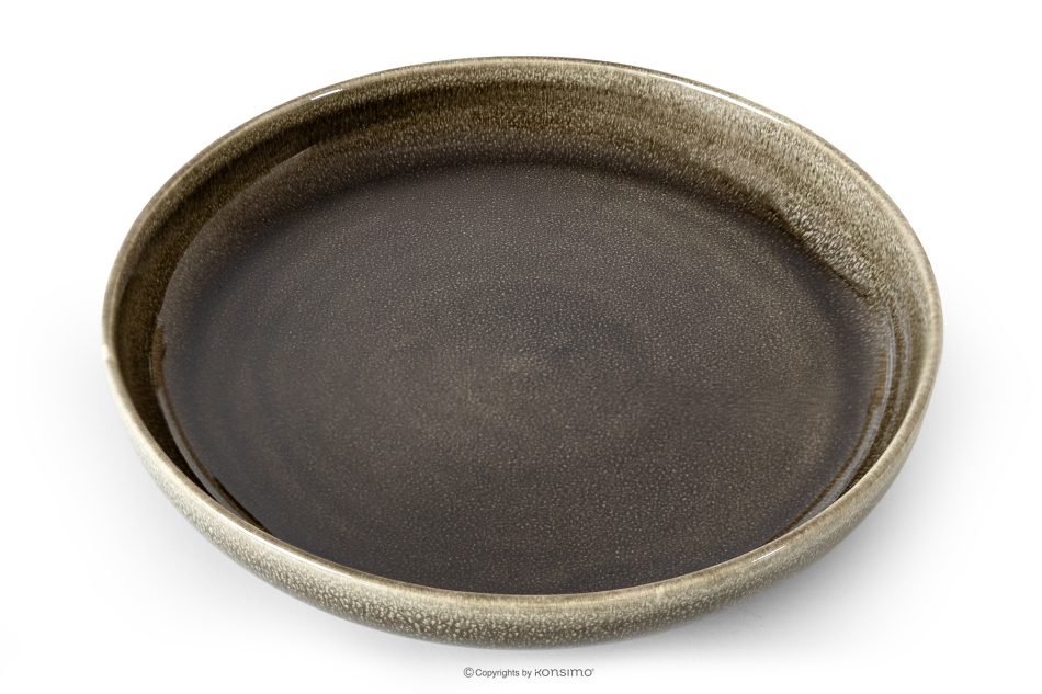 EDA Tiefer Teller aus Keramik im rustikalen Stil, braun/grau/beige braun/grau/beige - Foto 2