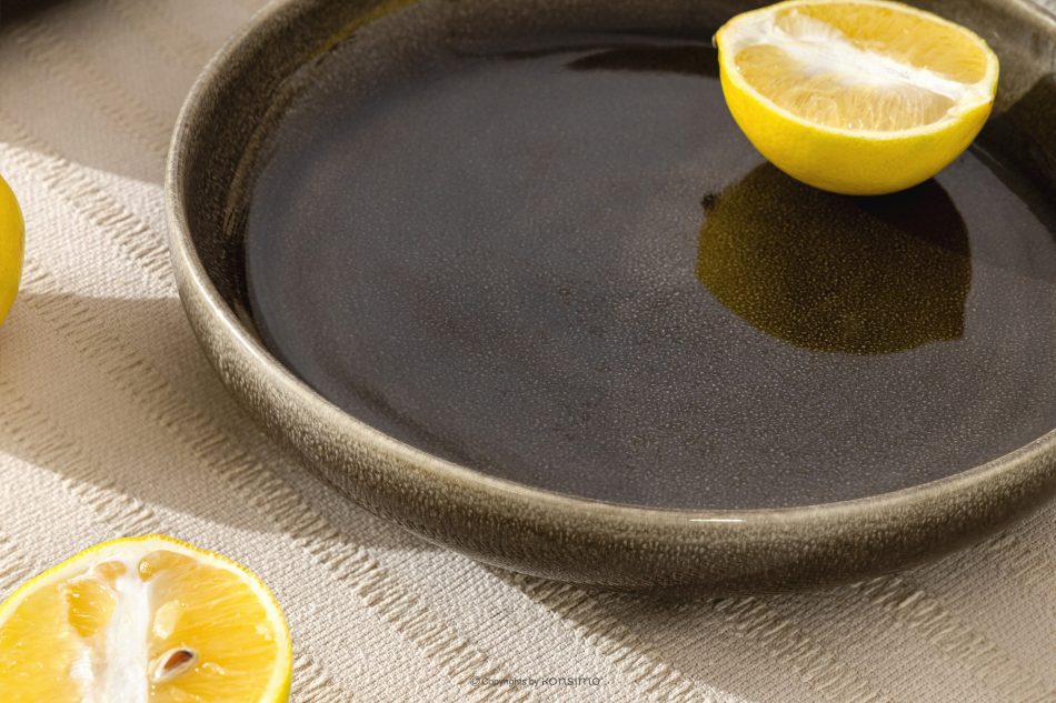 EDA Tiefer Teller aus Keramik im rustikalen Stil, braun/grau/beige braun/grau/beige - Foto 5