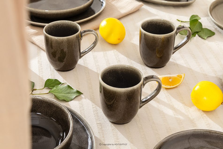 EDA Becher aus Keramik im rustikalen Stil braun/grau/beige braun/grau/beige - Foto 4