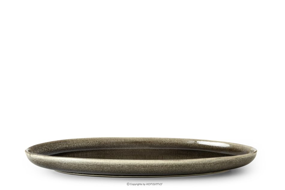 EDA Servierteller aus Keramik im rustikalen Stil, braun/grau/beige braun/grau/beige - Foto 0