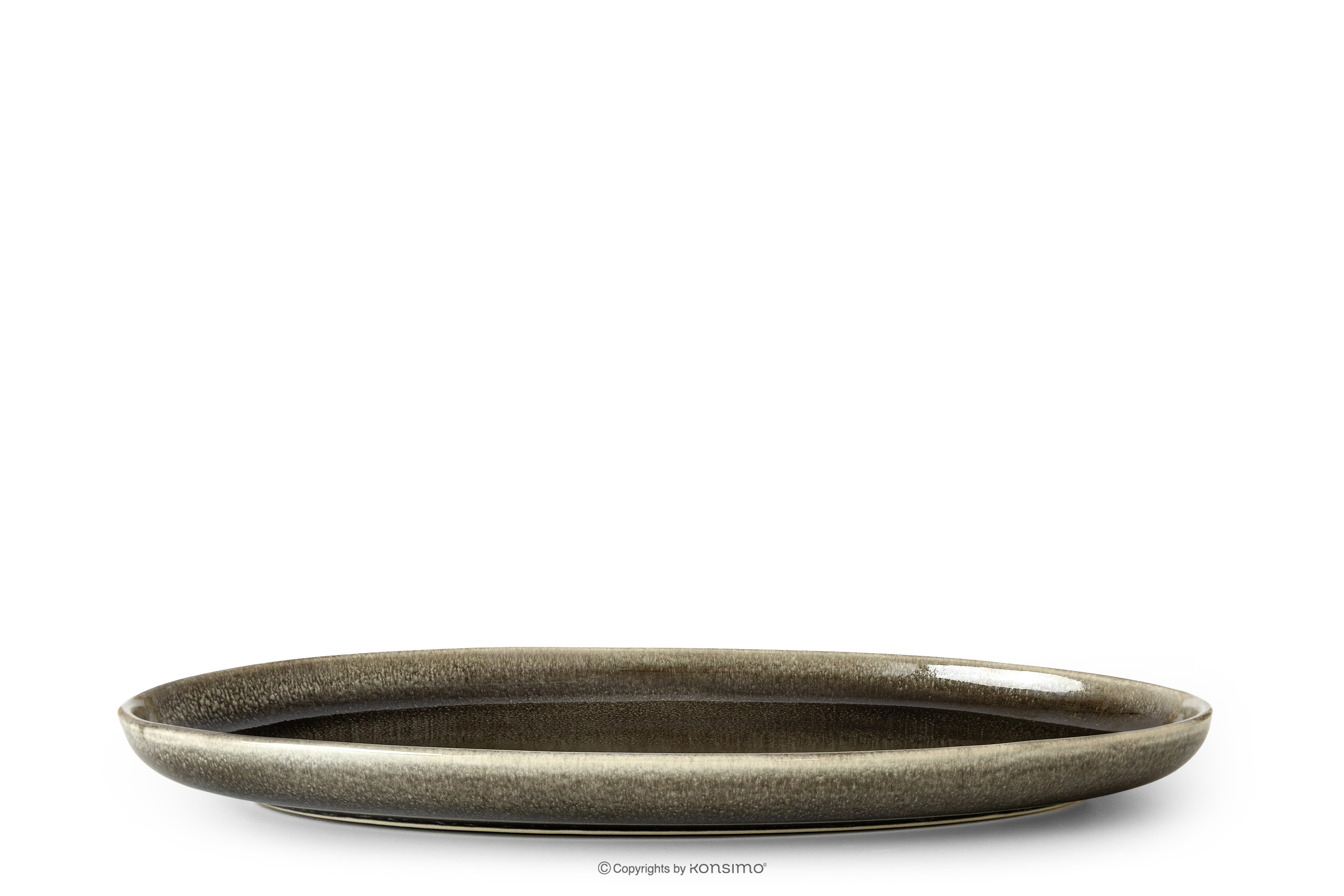 Servierteller aus Keramik im rustikalen Stil, braun/grau/beige