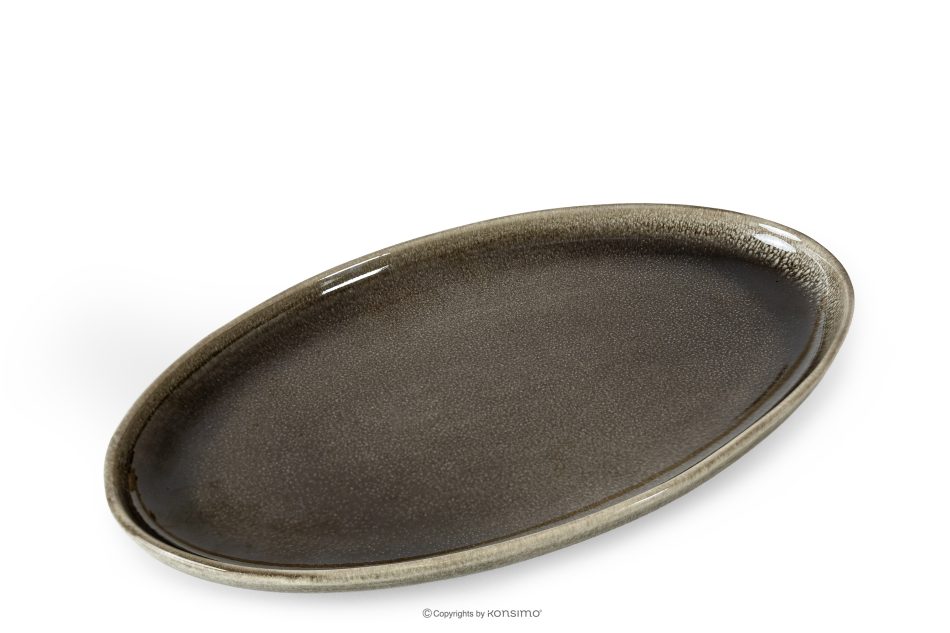 EDA Servierteller aus Keramik im rustikalen Stil, braun/grau/beige braun/grau/beige - Foto 2