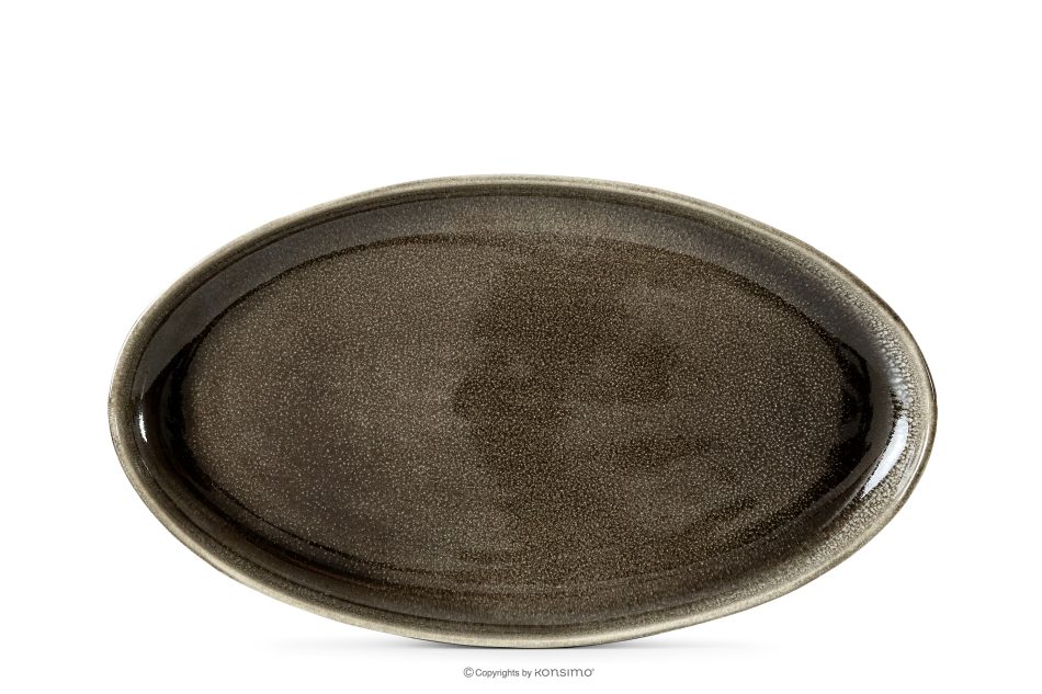 EDA Servierteller aus Keramik im rustikalen Stil, braun/grau/beige braun/grau/beige - Foto 4