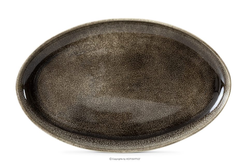 EDA Servierteller aus Keramik im rustikalen Stil, braun/grau/beige braun/grau/beige - Foto 4