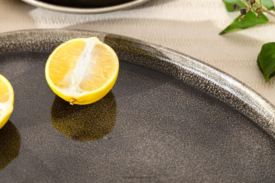 EDA Servierteller aus Keramik im rustikalen Stil, braun/grau/beige braun/grau/beige - Foto 5