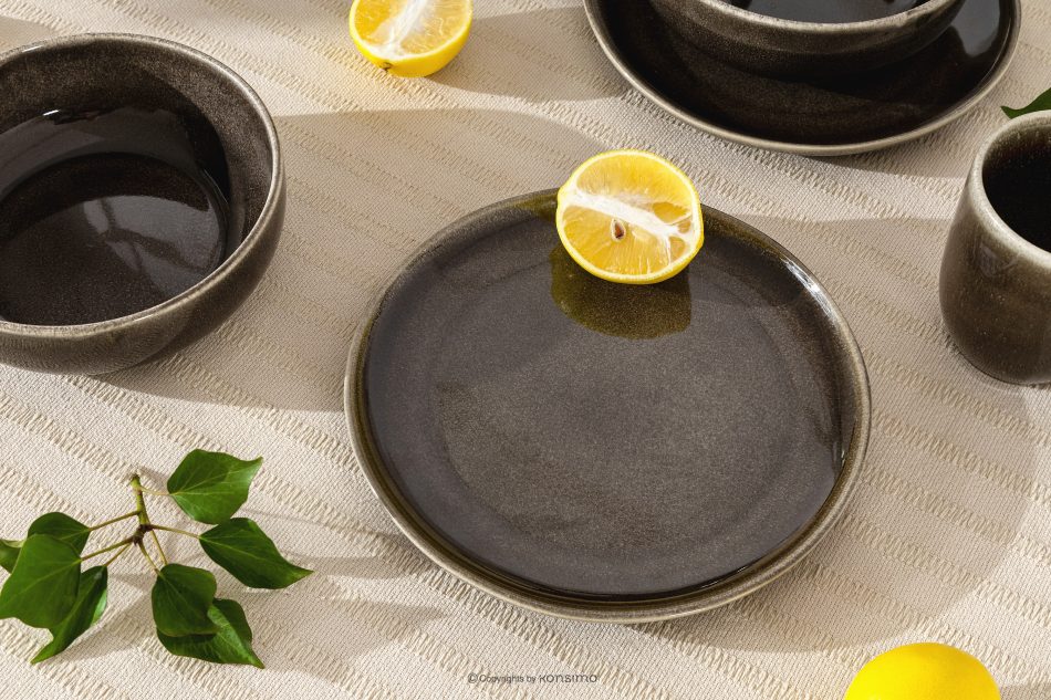 EDA Dessertteller 6 Stück aus Keramik im rustikalen Stil braun/grau/beige braun/grau/beige - Foto 6