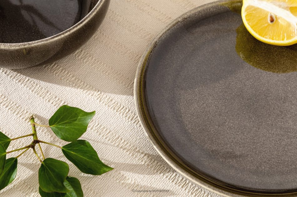 EDA Dessertteller 6 Stück aus Keramik im rustikalen Stil braun/grau/beige braun/grau/beige - Foto 7