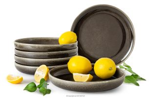 EDA, https://konsimo.de/kollektion/eda/ Tiefer Teller 6 Stück aus Keramik im rustikalen Stil braun/grau/beige braun/grau/beige - Foto