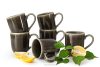 EDA Keramikbecher im rustikalen Stil, braun/grau/beige, 6 Stück braun/grau/beige - Foto 1