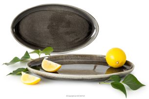 EDA, https://konsimo.de/kollektion/eda/ Servierteller-Set (2 Stück) aus Keramik im rustikalen Stil, braun/grau/beige, 6 Stück braun/grau/beige - Foto