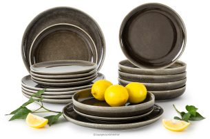 EDA, https://konsimo.de/kollektion/eda/ Geschirrset für 6 Personen (18 tlg) aus Keramik im rustikalen Stil, braun/grau/beige braun/grau/beige - Foto