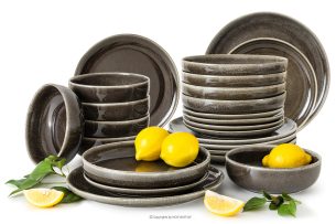 EDA, https://konsimo.de/kollektion/eda/ Geschirrset für 6 Personen (24 tlg) aus Keramik im rustikalen Stil, braun/grau/beige braun/grau/beige - Foto