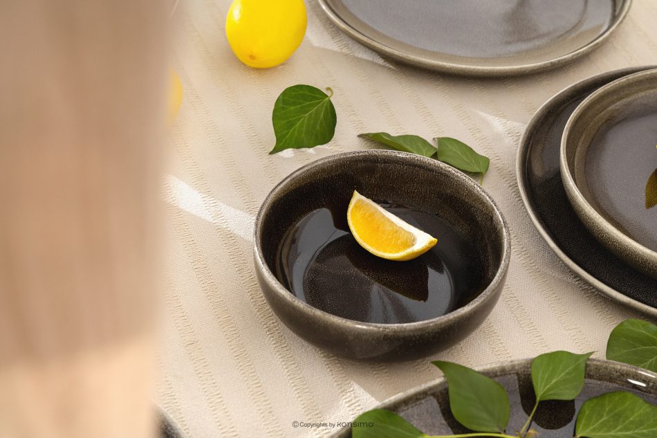 EDA Geschirrset für 6 Personen (24 tlg) aus Keramik im rustikalen Stil, braun/grau/beige braun/grau/beige - Foto 15