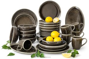 EDA, https://konsimo.de/kollektion/eda/ Geschirrset für 6 Personen (32 tlg) aus Keramik im rustikalen Stil, braun/grau/beige braun/grau/beige - Foto