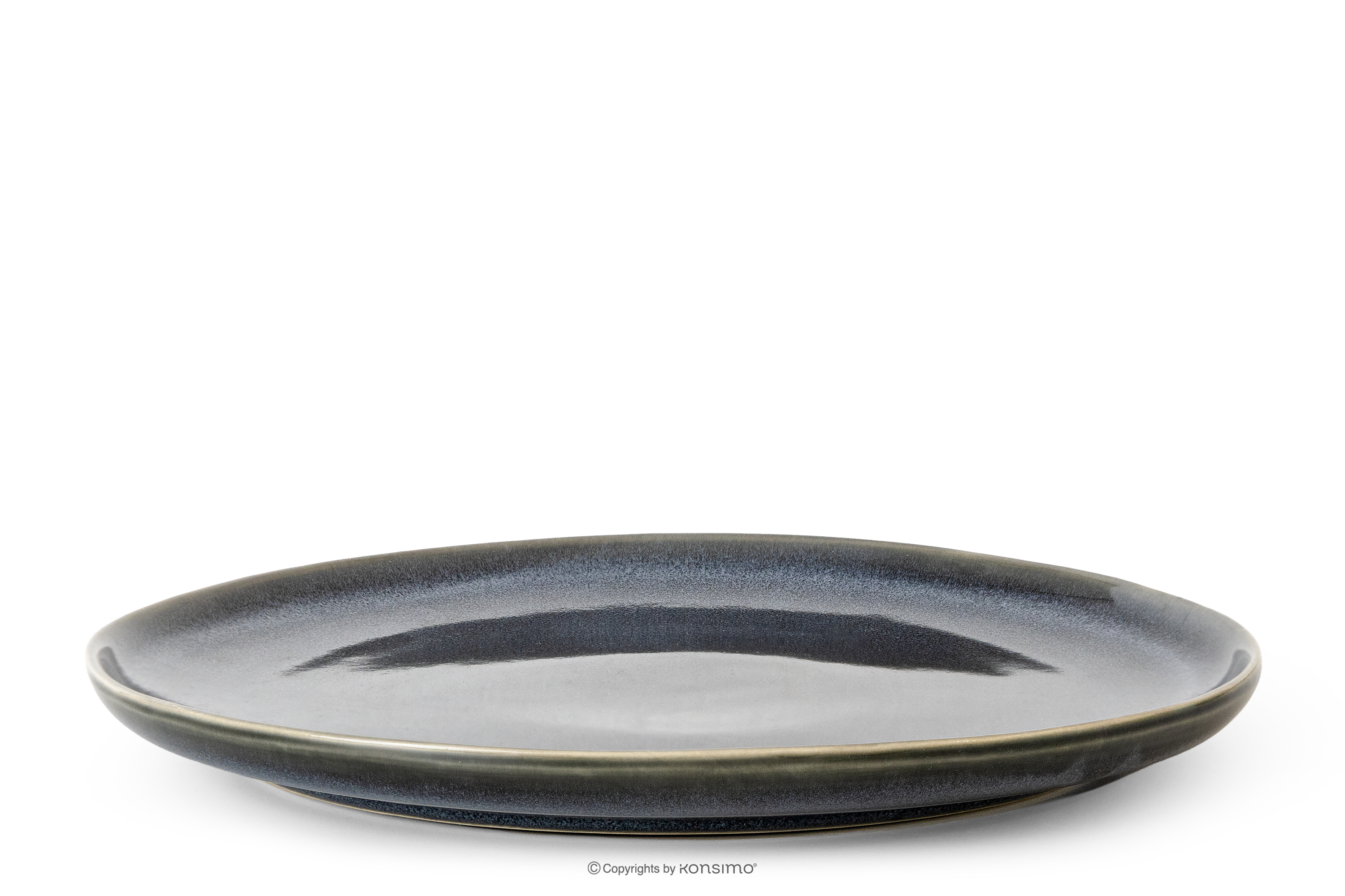 Essteller aus Keramik im rustikalen Stil, blau/grau/beige