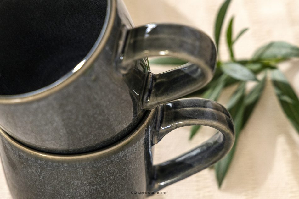 EDA Becher aus Keramik im rustikalen Stil blau/grau/beige blau/grau/beige - Foto 5