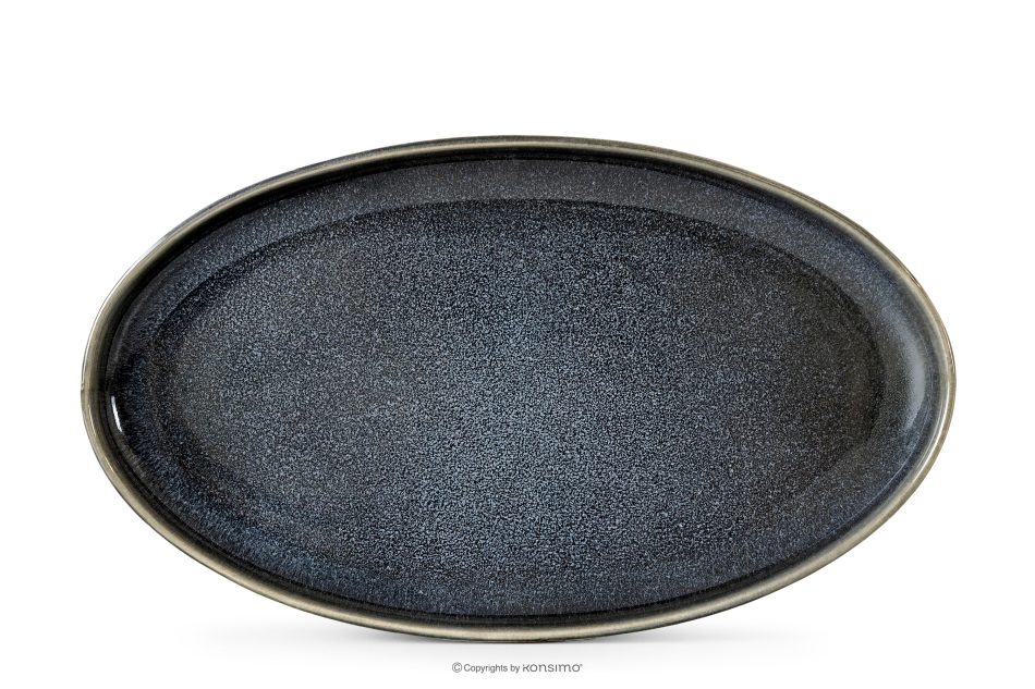 EDA Servierteller aus Keramik im rustikalen Stil, blau/grau/beige blau/grau/beige - Foto 4