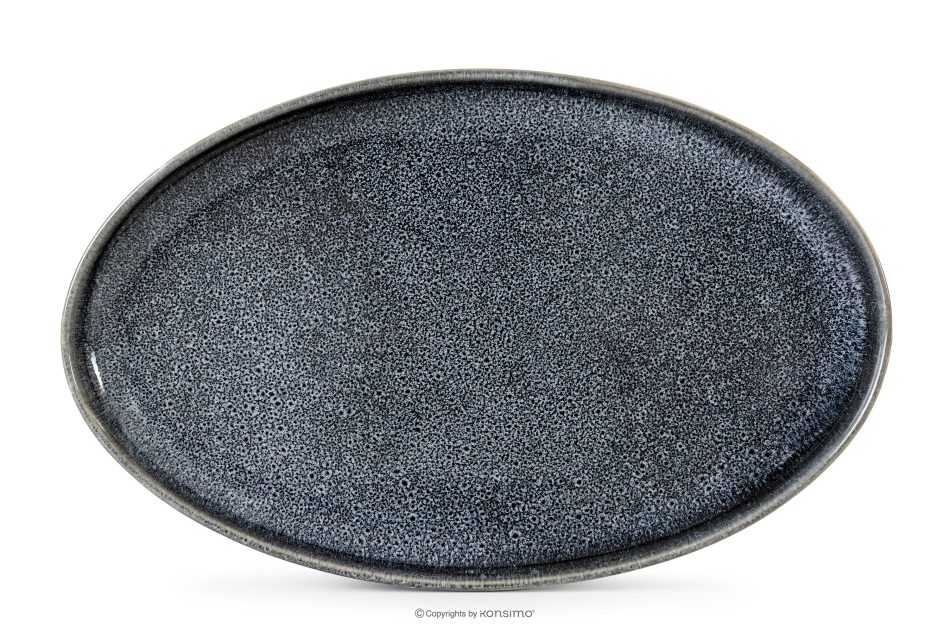 EDA Servierteller aus Keramik im rustikalen Stil, blau/grau/beige blau/grau/beige - Foto 4