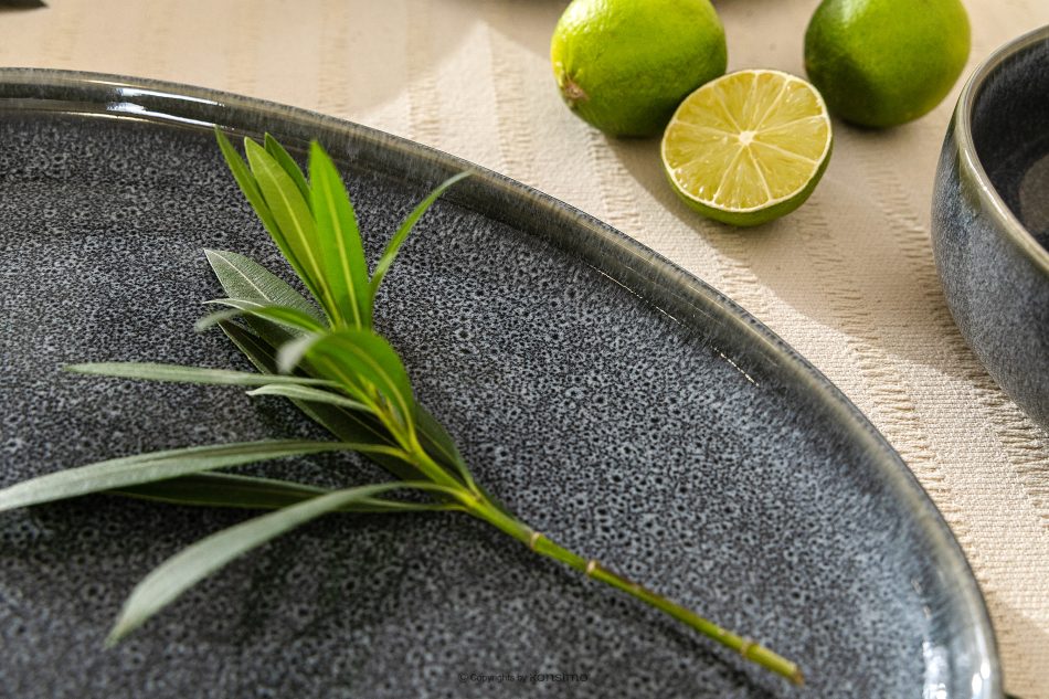 EDA Servierteller aus Keramik im rustikalen Stil, blau/grau/beige blau/grau/beige - Foto 6