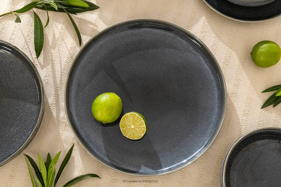 EDA Essteller, 6 Stück, aus Keramik im rustikalen Stil, blau/grau/beige blau/grau/beige - Foto 7