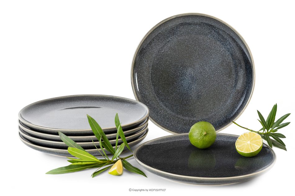 EDA Dessertteller 6 Stück aus Keramik im rustikalen Stil blau/grau/beige blau/grau/beige - Foto 0