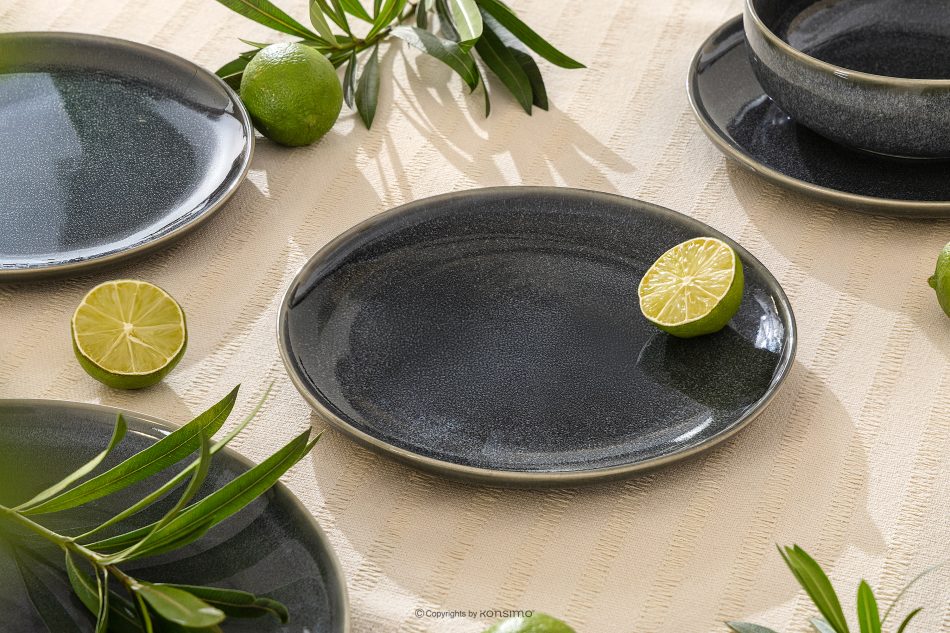 EDA Dessertteller 6 Stück aus Keramik im rustikalen Stil blau/grau/beige blau/grau/beige - Foto 6