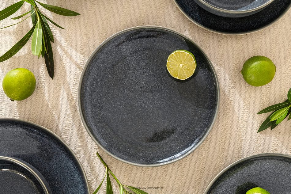 EDA Dessertteller 6 Stück aus Keramik im rustikalen Stil blau/grau/beige blau/grau/beige - Foto 7