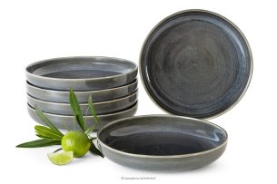 EDA, https://konsimo.de/kollektion/eda/ Tiefer Teller 6 Stück aus Keramik im rustikalen Stil blau/grau/beige blau/grau/beige - Foto