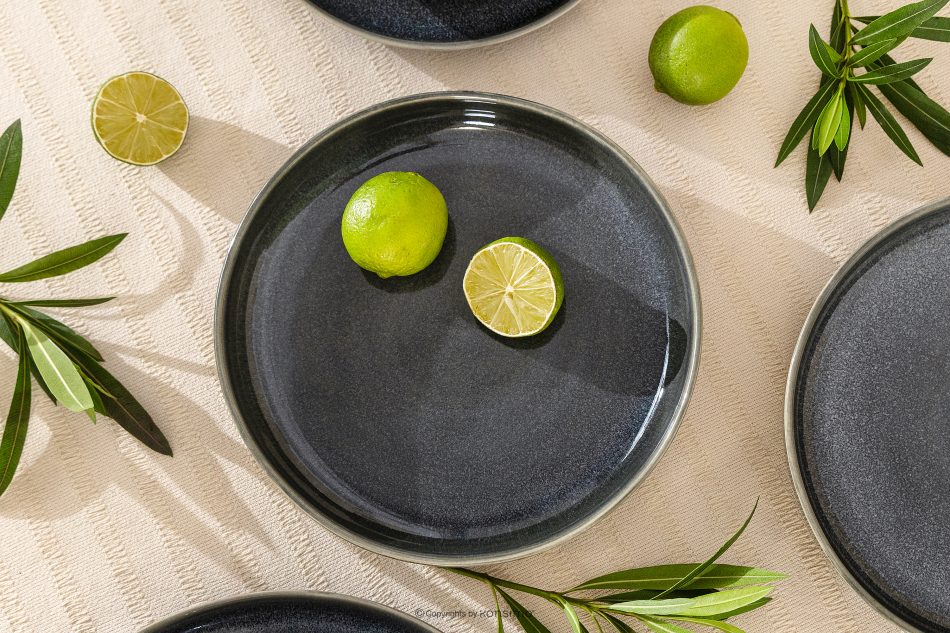 EDA Tiefer Teller 6 Stück aus Keramik im rustikalen Stil blau/grau/beige blau/grau/beige - Foto 7