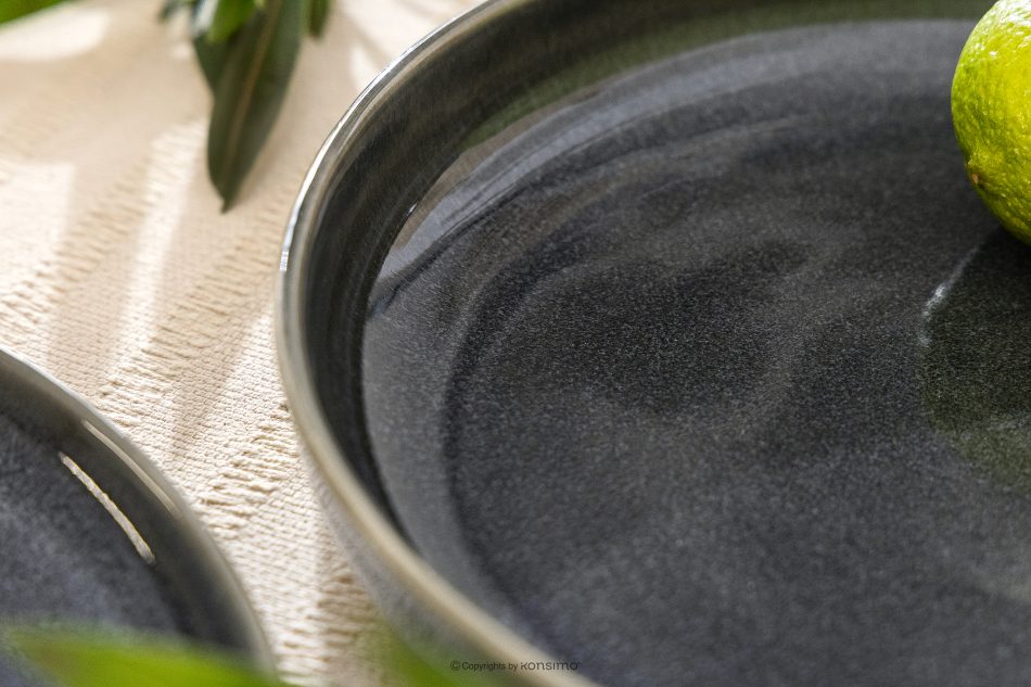 EDA Tiefer Teller 6 Stück aus Keramik im rustikalen Stil blau/grau/beige blau/grau/beige - Foto 8