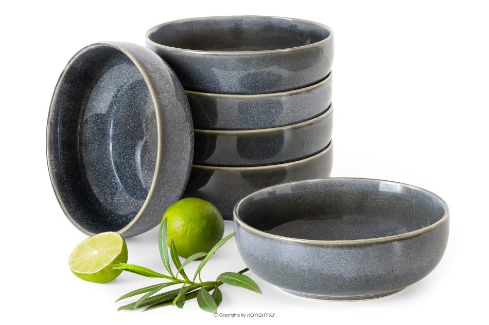 EDA Keramikschale im rustikalen Stil, blau/grau/beige, 6 Stück blau/grau/beige - Foto 0