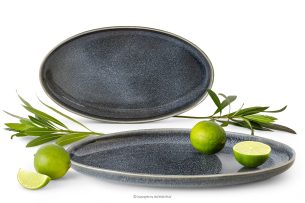 EDA, https://konsimo.de/kollektion/eda/ Servierteller-Set (2 Stück) aus Keramik im rustikalen Stil, blau/grau/beige, 6 Stück blau/grau/beige - Foto