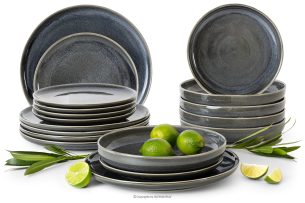 EDA, https://konsimo.de/kollektion/eda/ Geschirrset für 6 Personen (18 tlg) aus Keramik im rustikalen Stil, blau/grau/beige blau/grau/beige - Foto