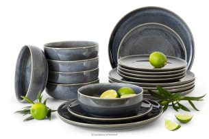 EDA, https://konsimo.de/kollektion/eda/ Geschirrset für 6 Personen (18 tlg) aus Keramik im rustikalen Stil, blau/grau/beige blau/grau/beige - Foto