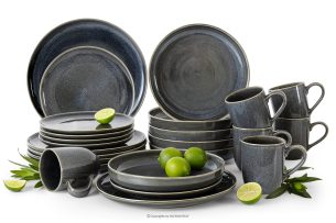 EDA, https://konsimo.de/kollektion/eda/ Geschirrset für 6 Personen (24 tlg) aus Keramik im rustikalen Stil, blau/grau/beige blau/grau/beige - Foto