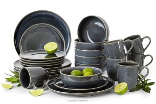 EDA, https://konsimo.de/kollektion/eda/ Geschirrset für 6 Personen (24 tlg) aus Keramik im rustikalen Stil, blau/grau/beige blau/grau/beige - Foto