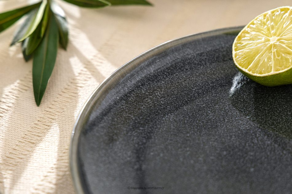 EDA Frühstücksset für 6 Personen (18 tlg) aus Keramik im rustikalen Stil, blau/grau/beige blau/grau/beige - Foto 9