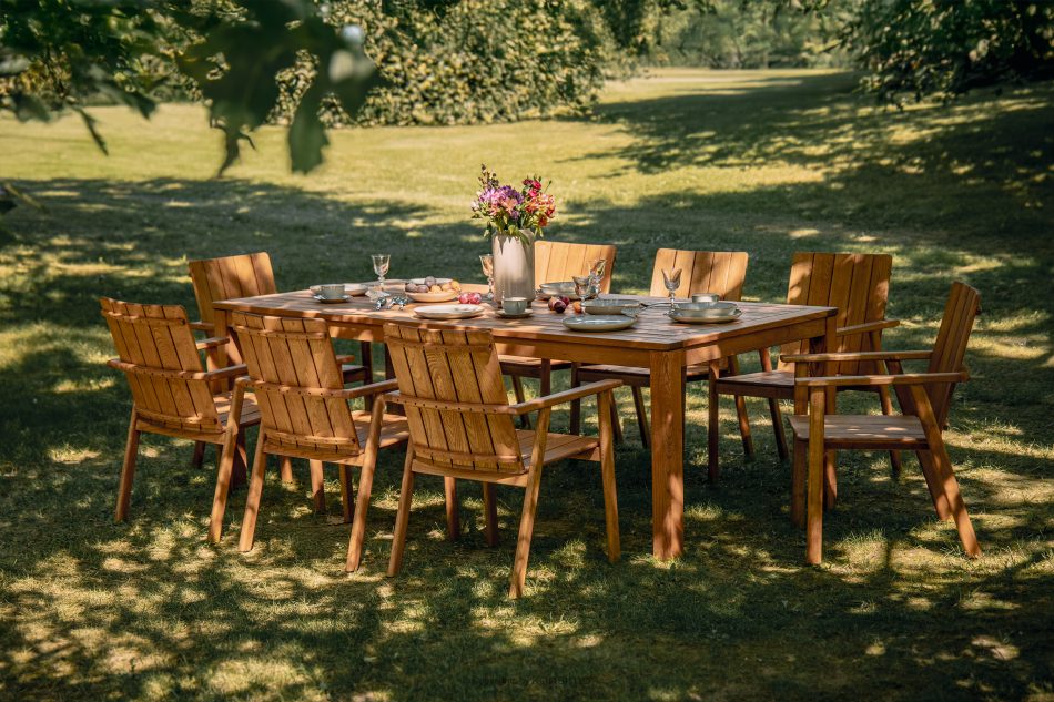 ORTUS Gartenmöbel-Set aus Holz Tisch mit Stühlen braun braun - Foto 17