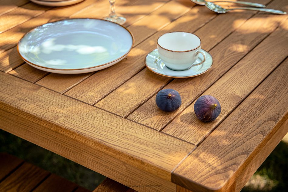 ORTUS Gartenmöbel-Set aus Holz Tisch mit Stühlen braun braun - Foto 18