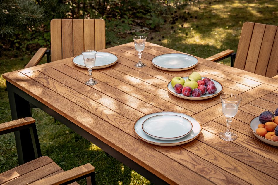 LENTI Großer Holzgartentisch braun/anthrazit braun/anthrazit - Foto 8