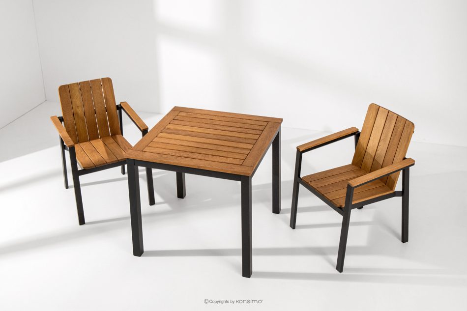 LENTI Kleiner Holzgartentisch mit 2 Stühle braun/anthrazit - Foto 1