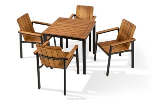 LENTI, https://konsimo.de/kollektion/lenti/ Kleiner Holzgartentisch mit 4 Stühle braun/anthrazit - Foto