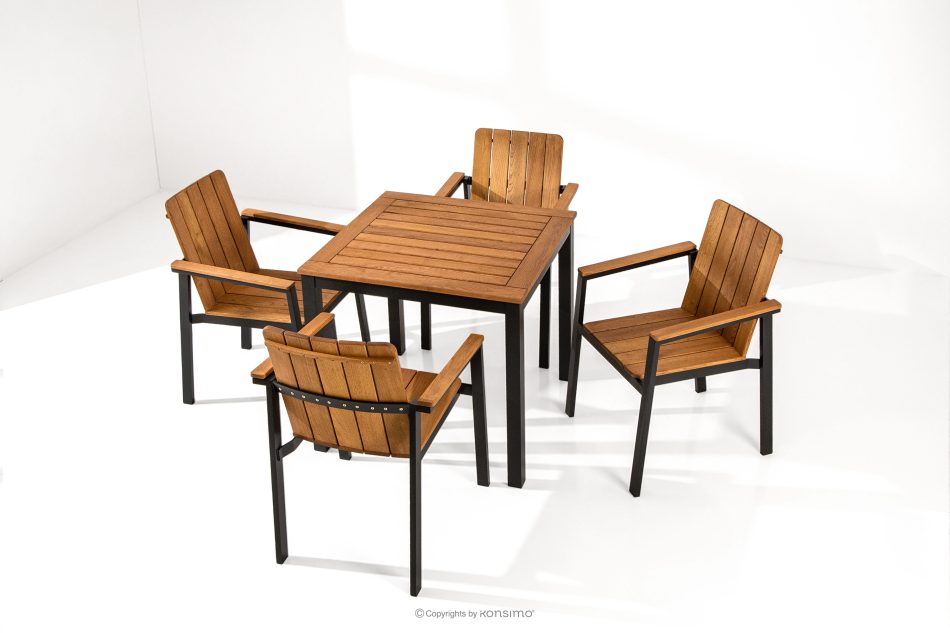 LENTI Kleiner Holzgartentisch mit 4 Stühle braun/anthrazit - Foto 1