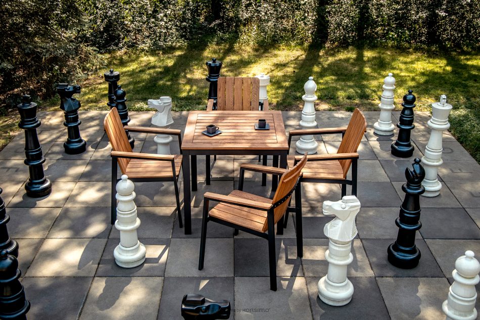 LENTI Kleiner Holzgartentisch mit 4 Stühle braun/anthrazit - Foto 16