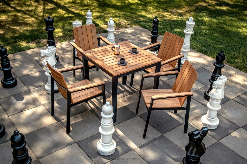 LENTI Kleiner Holzgartentisch mit 4 Stühle braun/anthrazit - Foto 17