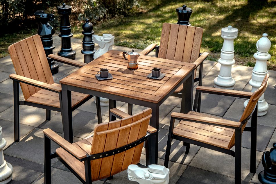 LENTI Kleiner Holzgartentisch mit 4 Stühle braun/anthrazit - Foto 18