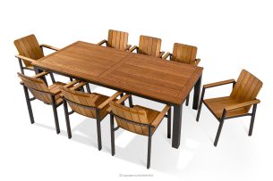 LENTI, https://konsimo.de/kollektion/lenti/ Gartentisch aus Holz mit 8 Stühle braun/anthrazit - Foto