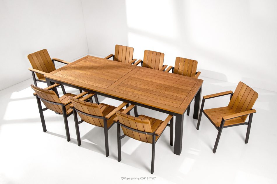LENTI Gartentisch aus Holz mit 8 Stühle braun/anthrazit - Foto 1