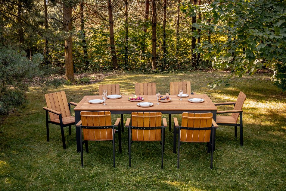 LENTI Gartentisch aus Holz mit 8 Stühle braun/anthrazit - Foto 17