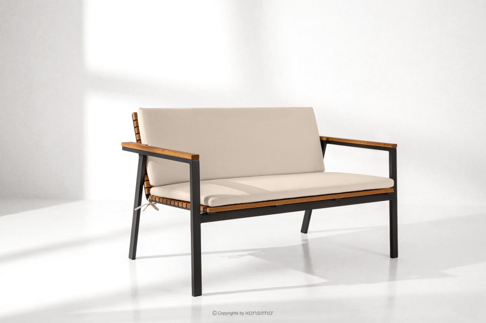 ARIATO Gartenbank aus Holz und Aluminium braun/anthrazit/beige - Foto 1